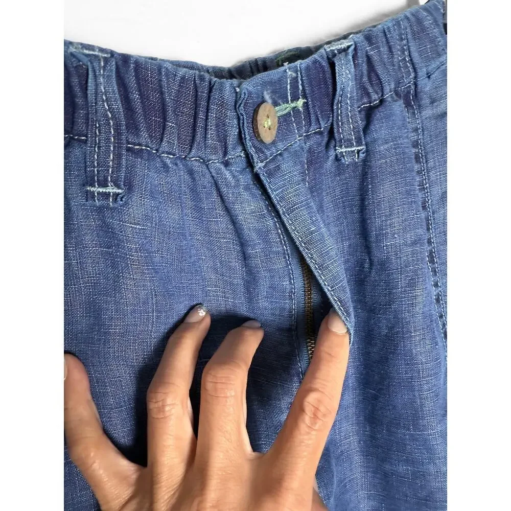 Tommy Bahama Relax Mens Linen Denim Like Cargo Shorts Pockets Lightweight Summer